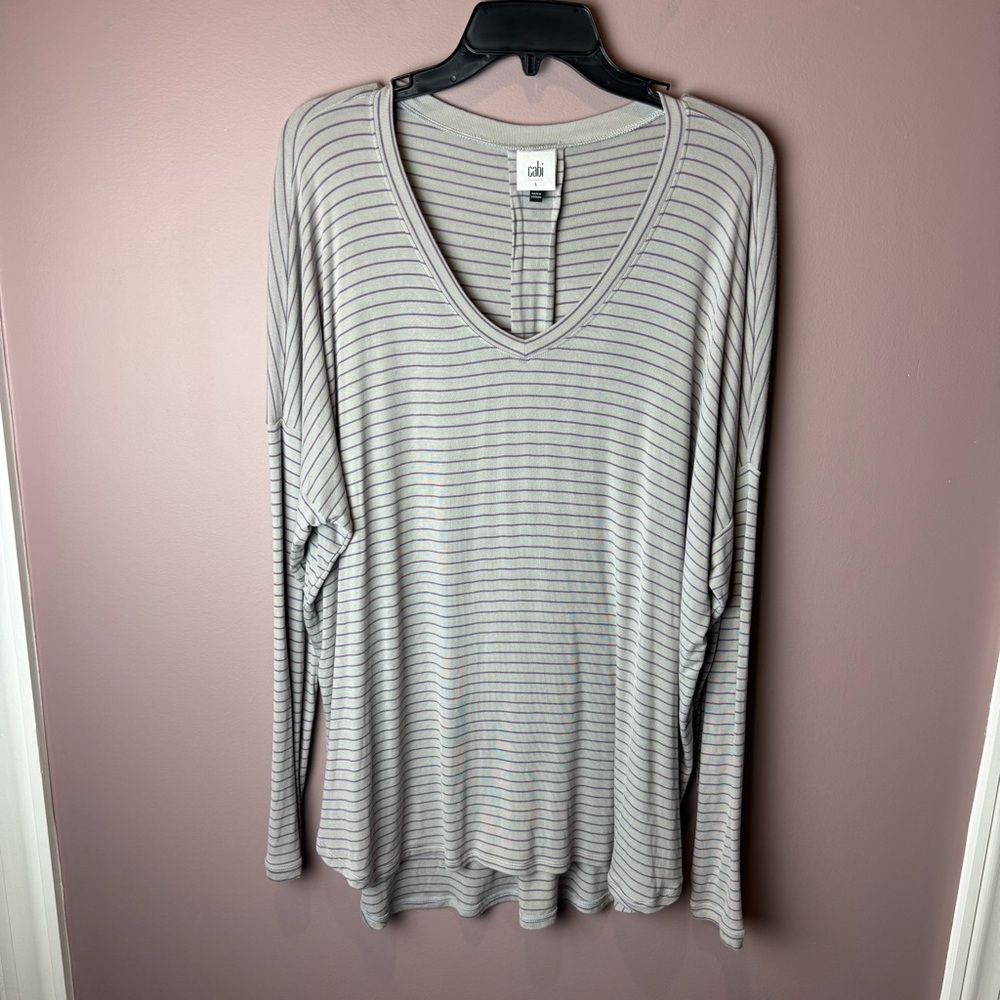 Cabi 4376 Plum Tee Pewter Stripe L - Picture 3 of 10